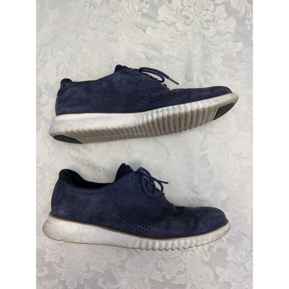 Cole Haan 10.5M 2.Zerogrand Laser Wingtip Oxford Navy Blazer Shoe Comfort C23086 - Picture 10 of 13
